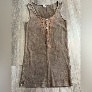 One world Y2K beaded lace top